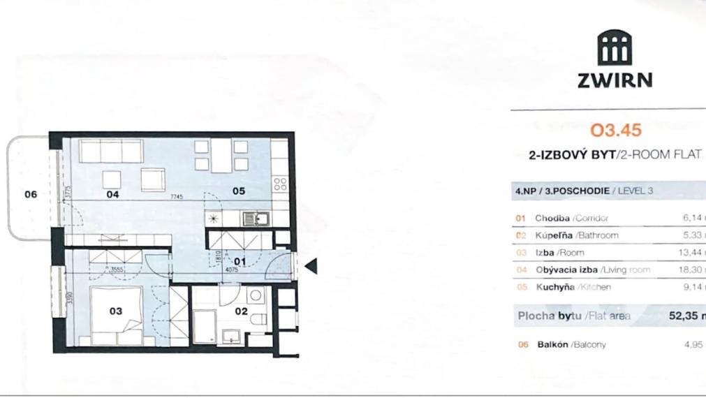 #Predaj moderného 2 izbového bytu v novostavbe ZWIRN3 + balkón + komplet zariadenie